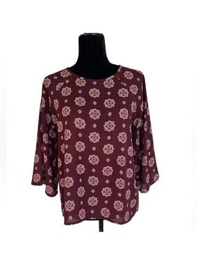 𝅺Papermoon Larie Crew Neck Blouse - Maroon - Size Small